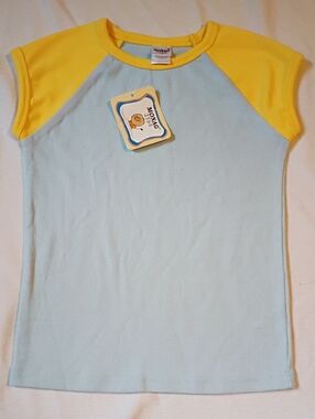 NWT Monag Light Blue and Yellow Raglan Top